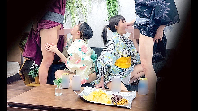 隅○川花火大会 お持ち帰り合コン 浴衣美女4名