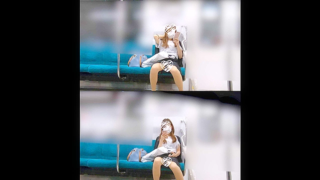 【座りデルタ】油断しまくりOLの対面パンチラ！電車内まで追跡しての美脚撮影もあり♪