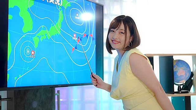 新中野お天気キャスター専門学校に通うお天気キャスターを目指す現役女子大生の「絶頂しても平然とする」授業風景に密着取材 キャスター実践授業