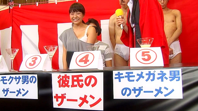 彼女なら彼氏のザーメンごっくんして当ててみて！